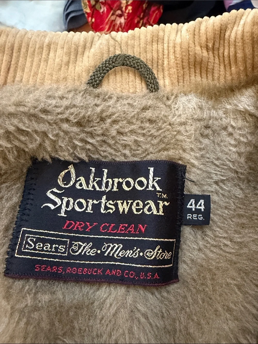 Oakbrook Sportswear tan corduroy faux fur jacket